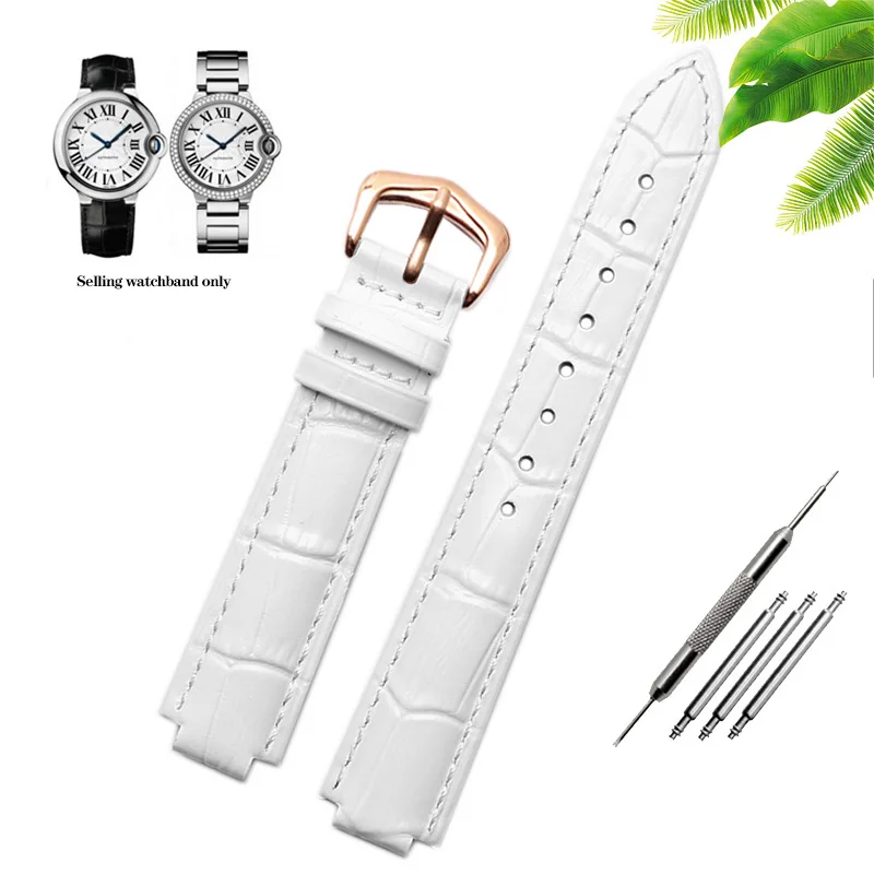 thumbnail image 1 of Correa de reloj de cuero genuino para Cartier Blue Balloon para hombres y mujeres, correa de reloj CONVEX con pasador o hebilla de mariposa, negra y roja, 16, 18, 20 y 22 mm, 1 of 5