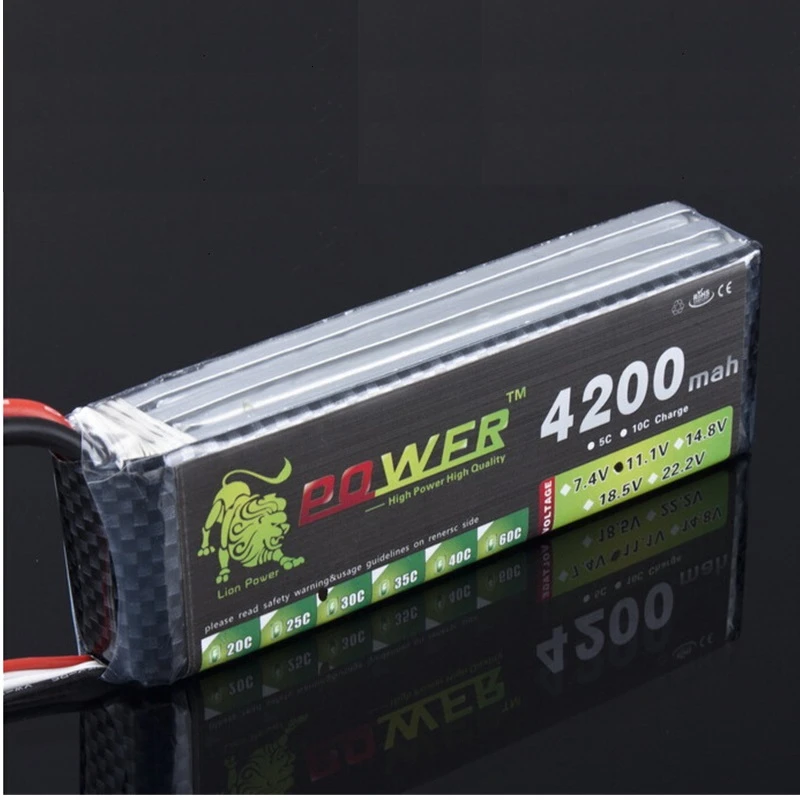 Batterie LiPo 11,1V 3S RC haute capacité avec connecteur T Plug, parfaite pour usage intensif en RC.