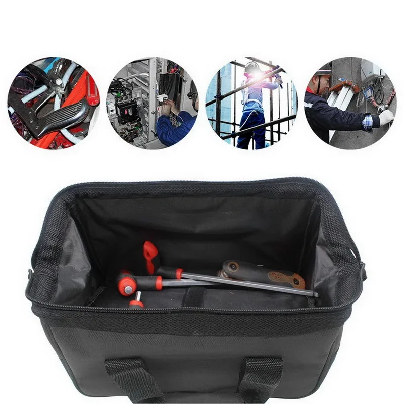 tool pouch Tool Bag Portable Canvas Storage Bag For Electrician Waterproof Wear-Resistant Strong Tool Storage Close Top Wide Mouth Toolkit rolling tool chest