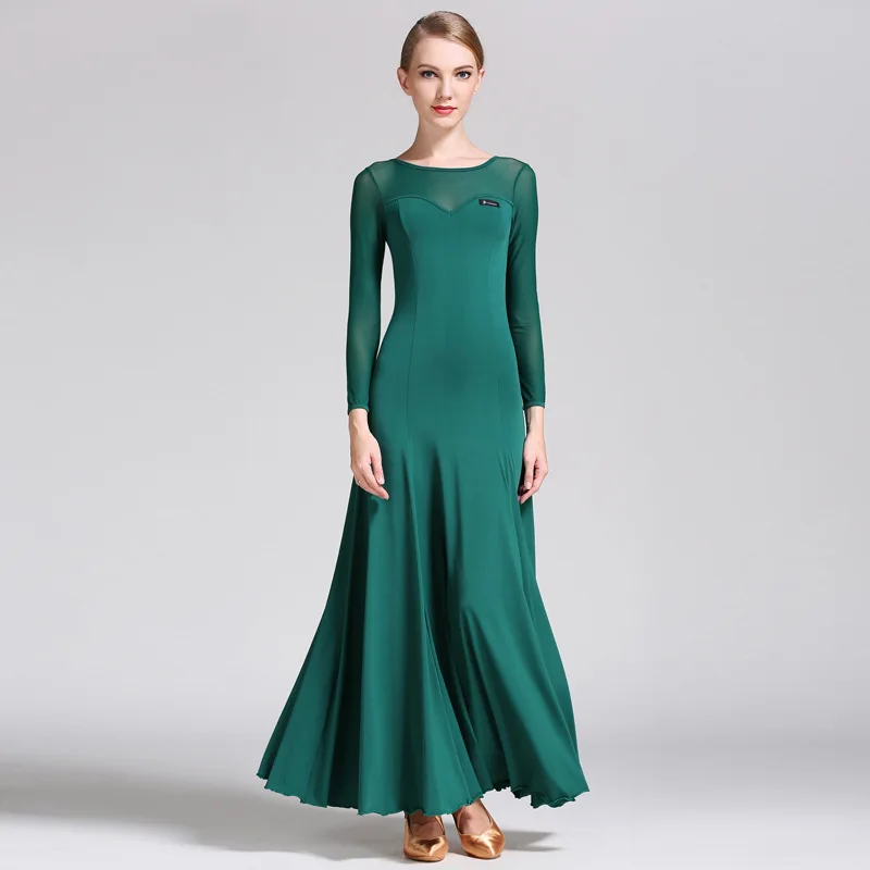 Фламенко бальные платья для Для женщин высокое качество юбка большого размера женские Танго Латинская танцевальная юбка благородная танцевальные костюмы для девочек - Цвет: Dark Green
