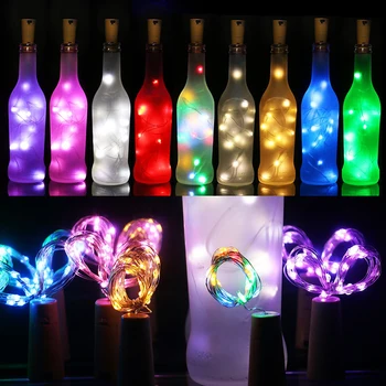 

Warm White Cork 2 Meters 20 Lights Wine Bottle Cork Light String Starry Silver Line Lamp Led Light String