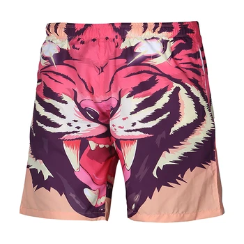 

New Fashion Quick Dry Harajuku Graphic Pattern 3D Print ColorFul Tiger Head Both Side Thin Men Beach Shorts #K111