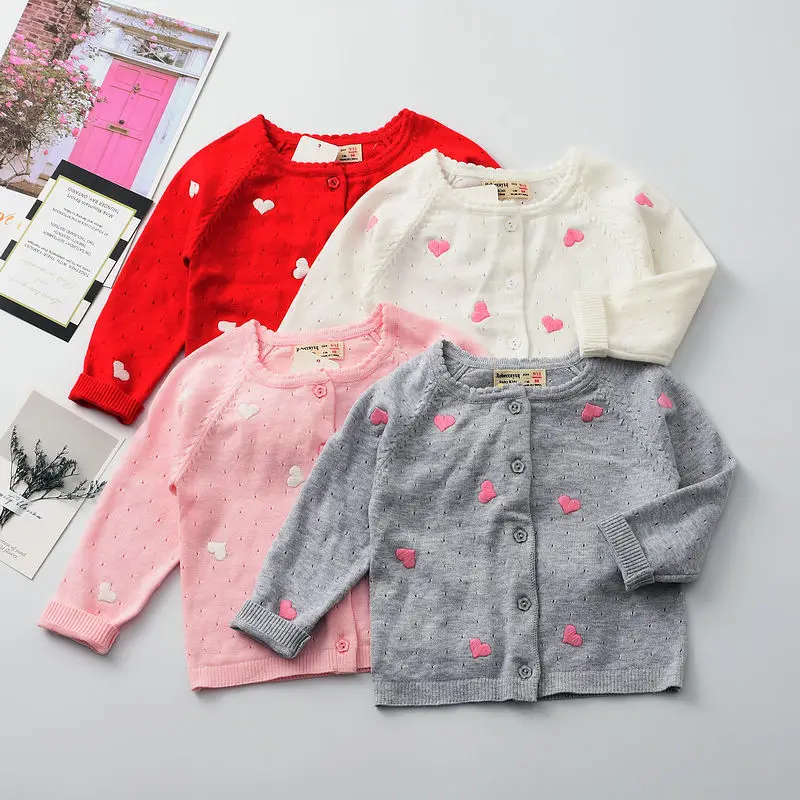 

19 Years Spring New Style Baby Girls Childrenswear Thin Knitted Doll outside Pullover GIRL'S Cardigan Tops