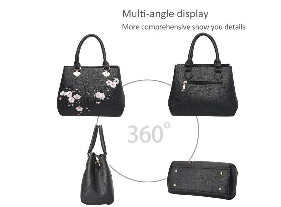 IKAIF NEW Flowers Embroidery Women Messenger Bag Cherry Blossoms Fashion Simple Popular Handbags Lady Female Brand Designer