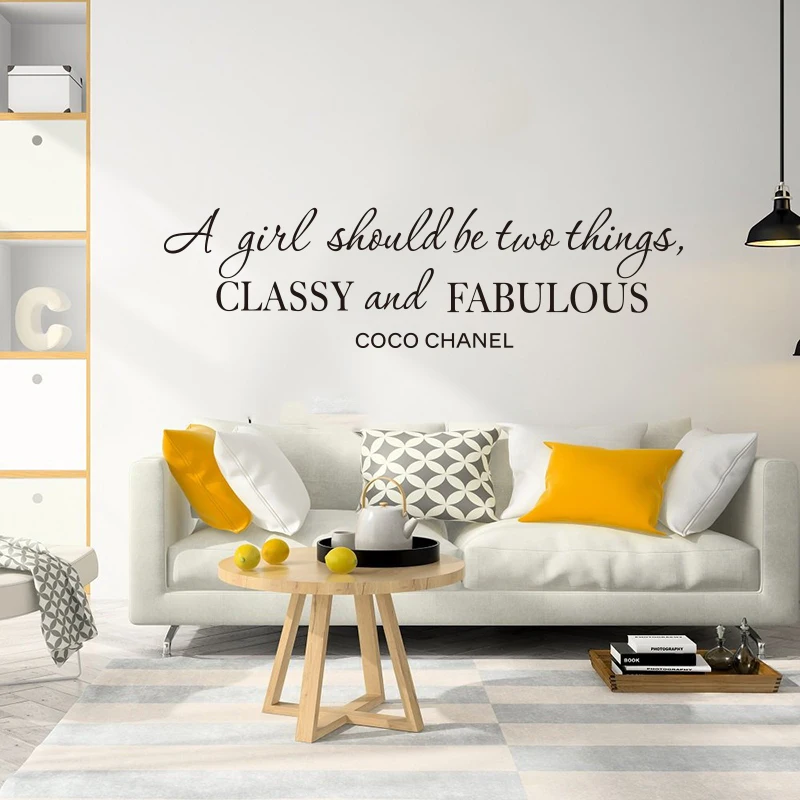 Large A Girl Should Be Classy Fabulous Quote Chane Wall Sticker Nursery Girl Room Inspiational Coco Quote Wall Decal  (1)