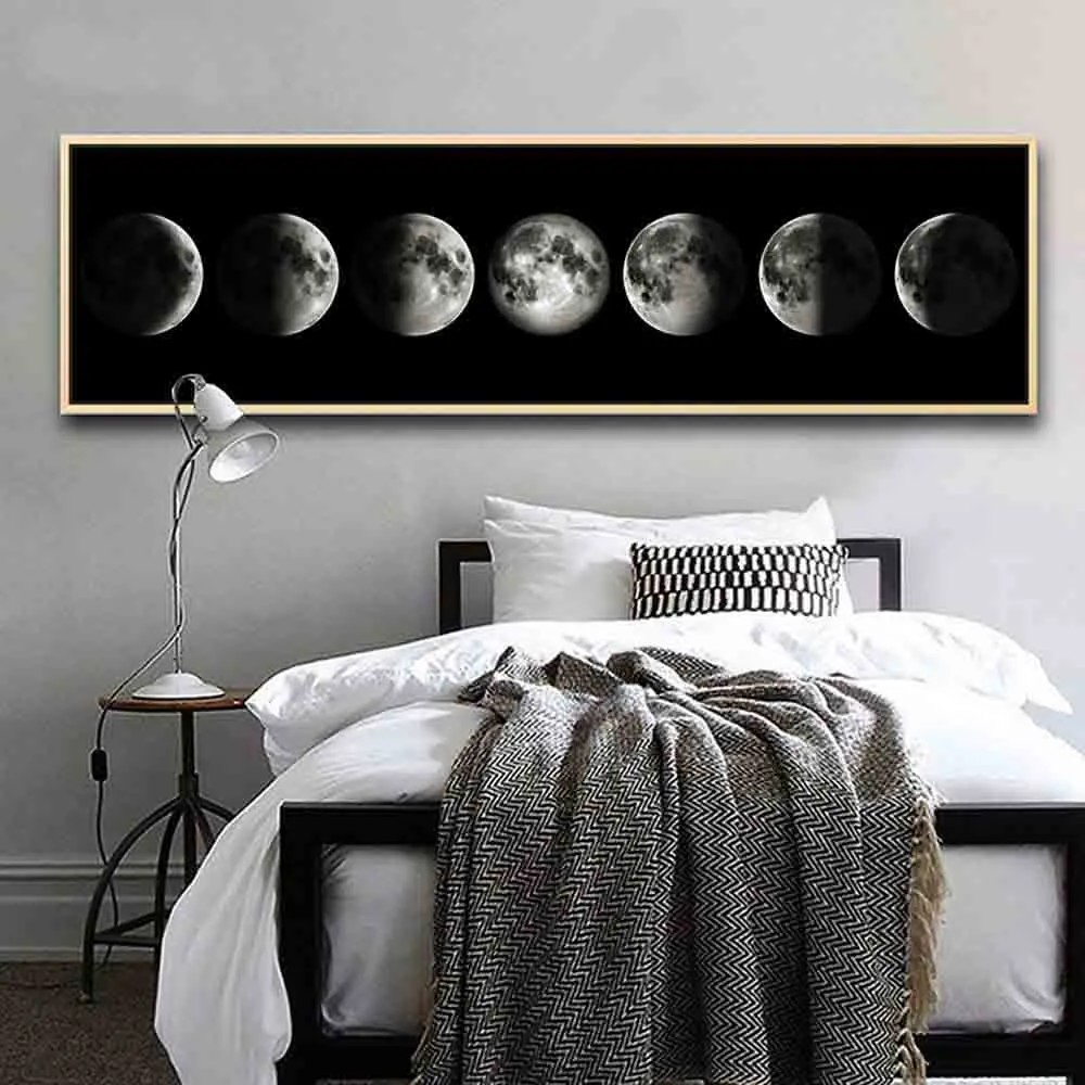 Moon Phase холст постер черно-белый художественный принт La Lune длинная картина