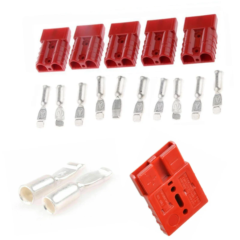 

50A 8AWG Battery Quick Connector Plug Connect Disconnect Winch Trailer red 2Pcs