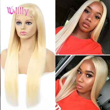 

ULilly 4x4 Lace Closure Wig 613 Blonde Indian Straight Remy Human Hair Wigs For Women perruque bresilienne pelucas de mujer