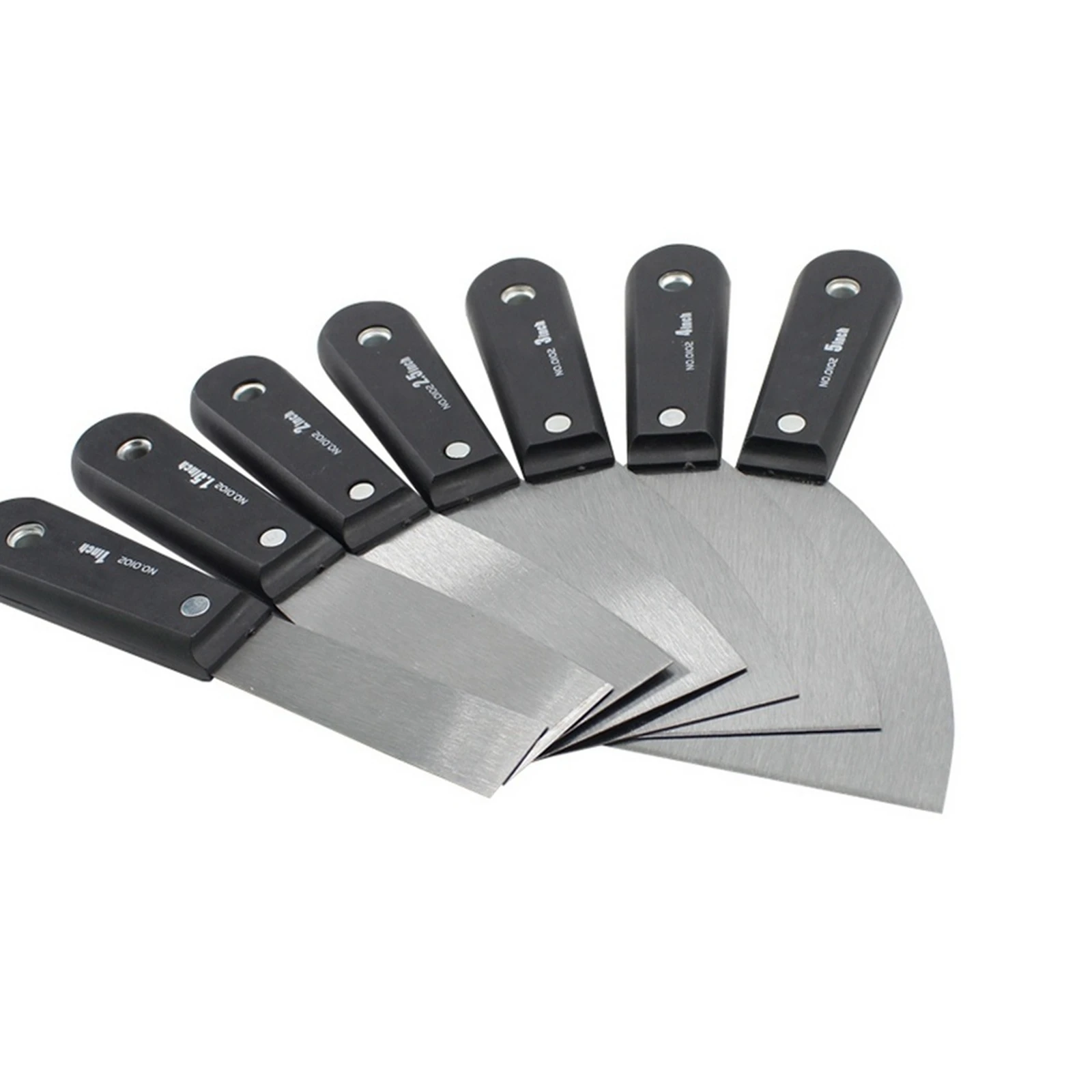 7pcs Putty Knife Scraper Blade Shovel Carbon Steel Plastic Handle Wall