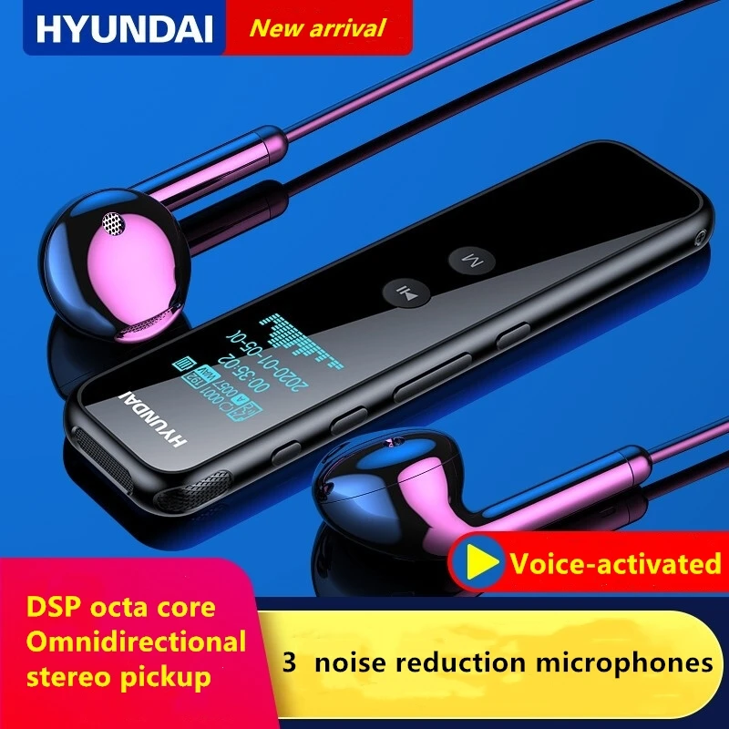 Digital de Voz Ativado por Áudio Gravador Hyundai Dictaphone Portátil Mini Mp3 - Image 3