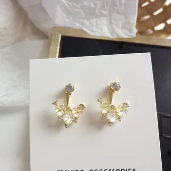 

Fashion Flower Drop Dangle Earrings Crystal Post Golden Sweet Jewelry Vintage Statement Earrings For Girls Women Gifts