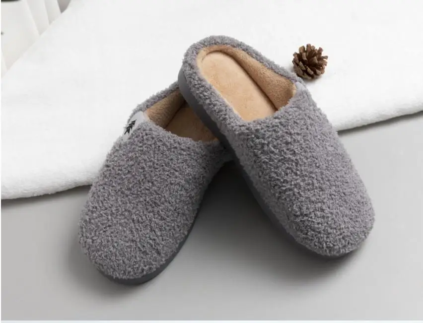 Original xiaomi household plush cotton slippers PVC non-slip soles winter warm slippers couple shoes smart