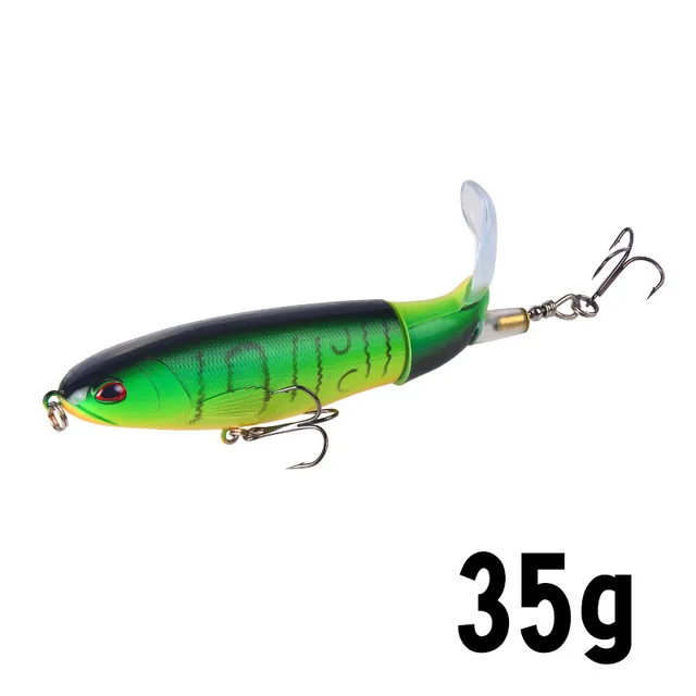 1 Pcs 10cm/14cm Topwater Fishing Lure Whopper Popper Artificial Bait Hard Plopper Soft Rotating Tail Fishing Tackle Fishing Bait K