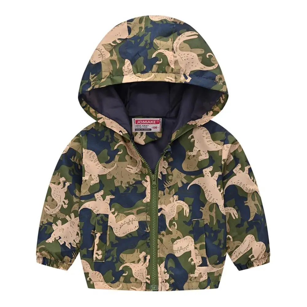 Осенняя детская одежда детские куртки для мальчиков и девочек, ветровка на молнии с капюшоном для малышей, модное пальто с принтом водонепроницаемые толстовки с капюшоном - Цвет: Army Green