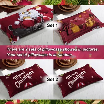 

4pcs Polyester Fiber 3D Printed Cartoon Santa Claus Deep Pocket Bedding Set