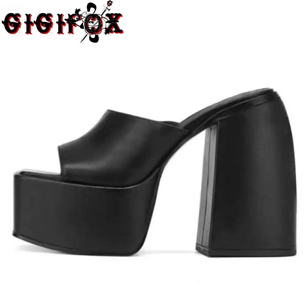 GIGIFOX Brand New 2022 Big Size 43 Summer White Goth High Heels Sexy Party Chunky Platform Sandals Shoes Women 