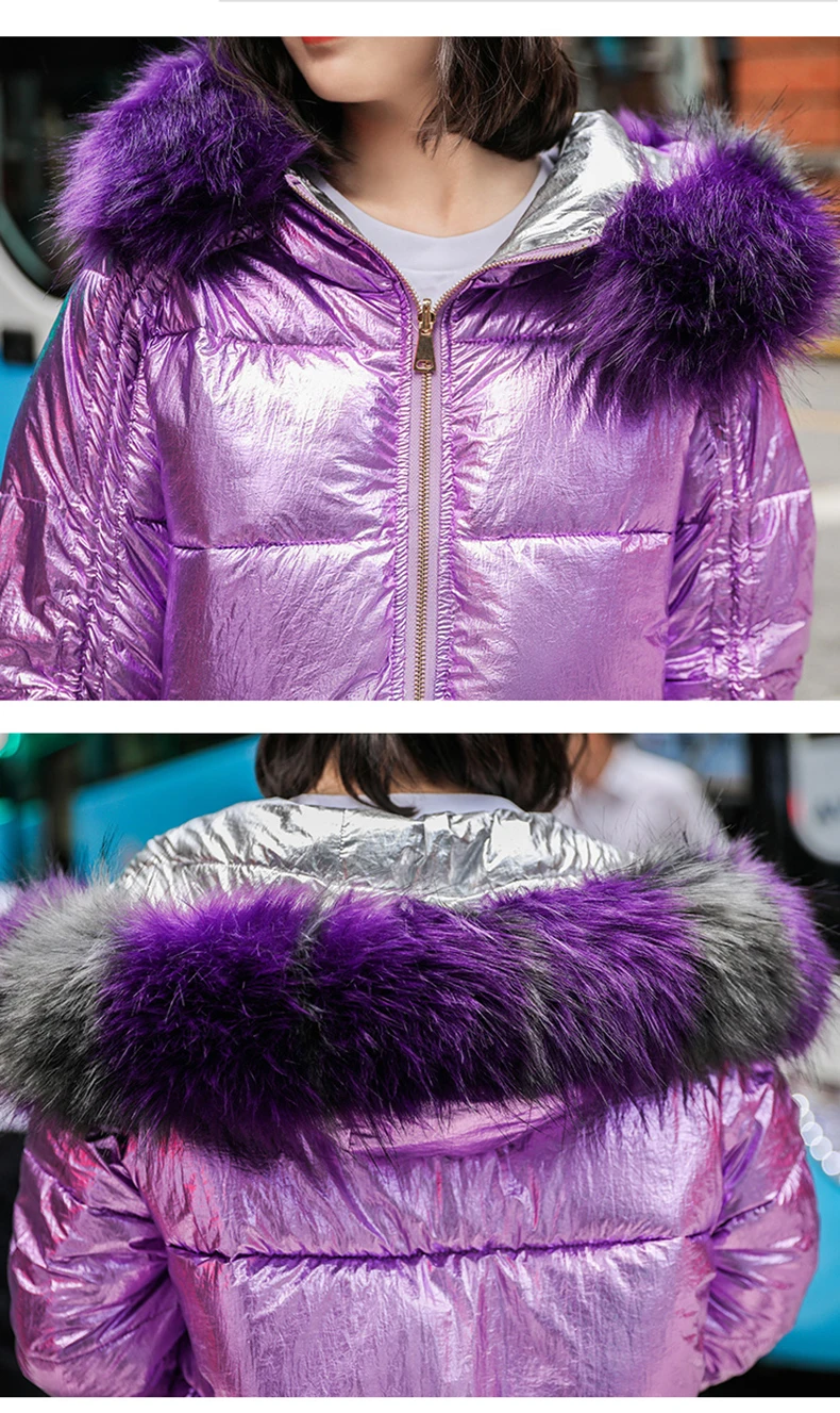 Orwindny пуховик женский /глянцевая зимняя куртка для женщин, цветные короткие парки из искусственного меха, свободные пуховые хлопковые пальто, женские куртки с капюшоном, зимняя верхняя одежда куртка женская