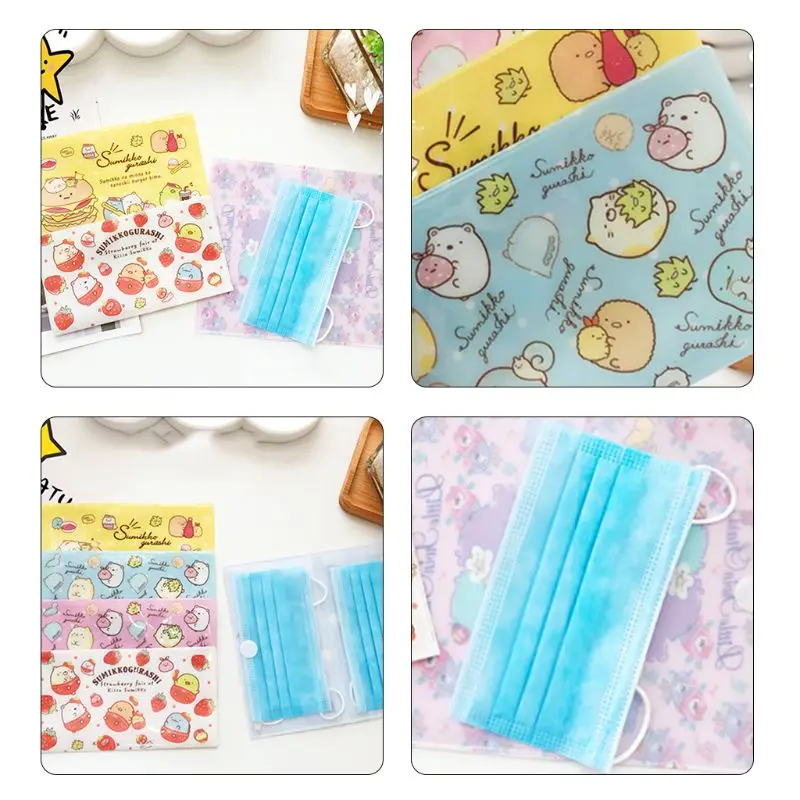 3Pcs Portable Plastic Disposable Face Mask Storage Clips Cartoon Animal Mouth Cover Holder Container Folding Case Organizer