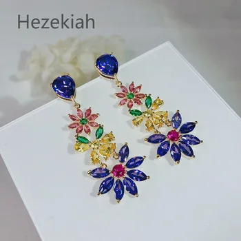 

Hezekiah needle extravagant Flower Earrings Sandy beach banquet Trend brand Earrings Bridal Earrings wedding Dance party