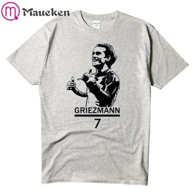 Новая модная футболка griezmann 7, хлопковая Футболка с круглым вырезом и короткими рукавами для поклонников, подарок