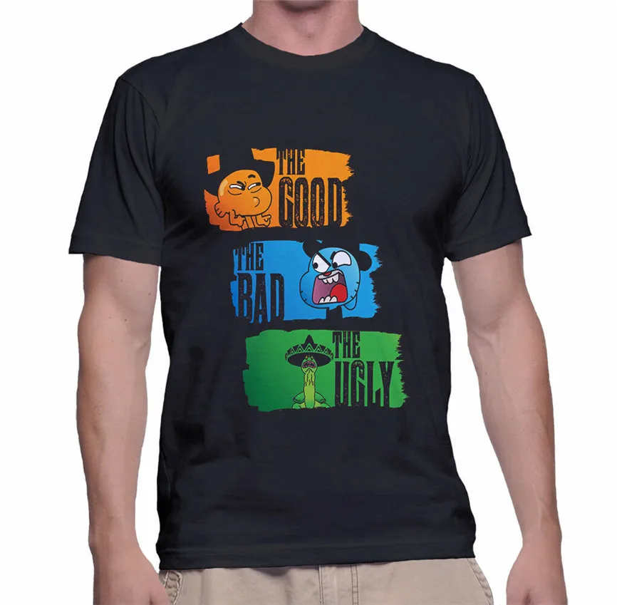 

The Amazing World Of Gumball Darwin Good Bad Ugly T-Shirts Size S-2Xl Style Round Tee Shirt