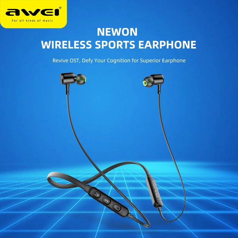 Беспроводные Bluetooth-наушники AWEI G30BL с шейным ремешком водонепроницаемые