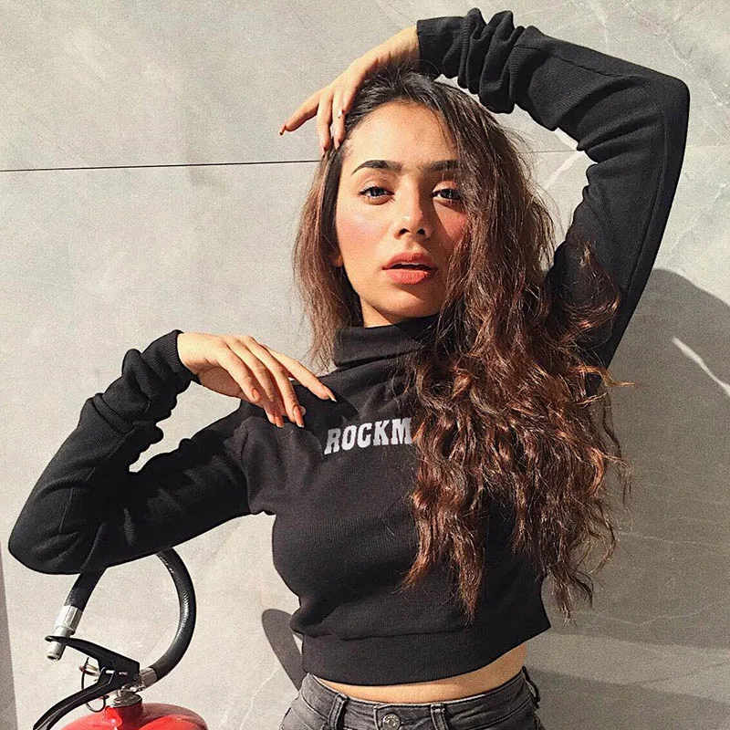 Womens Tops and Blouses 2020 Kpop Casual Blouse Solid Long Sleeve Pullover Tops Red Black Autumn Winter Turtleneck Slim Tops