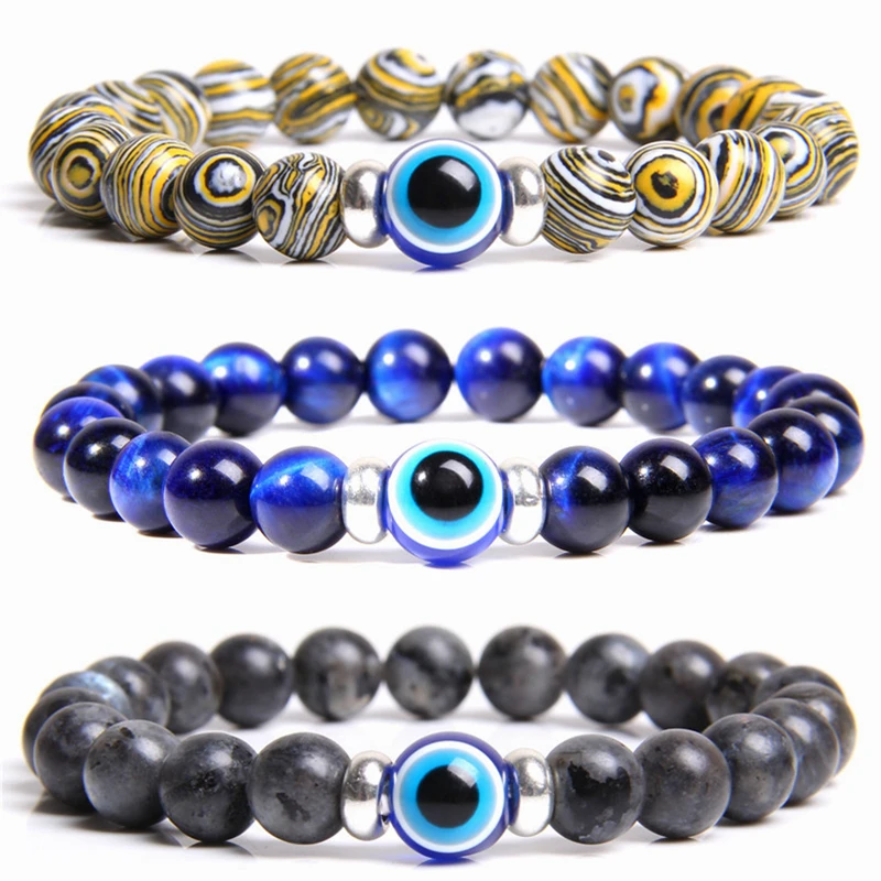 Hamsa Evil Eye Stone Bracelet Stone Evil Eye Black Bracelet Men's