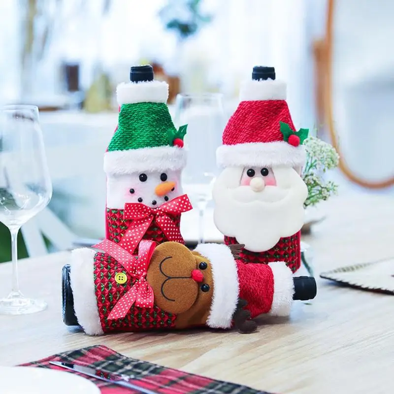 Рождественский чехол для винной бутылки Noel 2021 рождественские украшения Санта