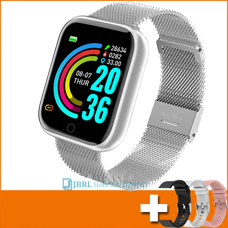 2021 Ladies Sport Bracelet Smart Watch Women Smartwatch Men Smartband Android IOS Waterproof Fitness Tracker Smart Clock Mens 