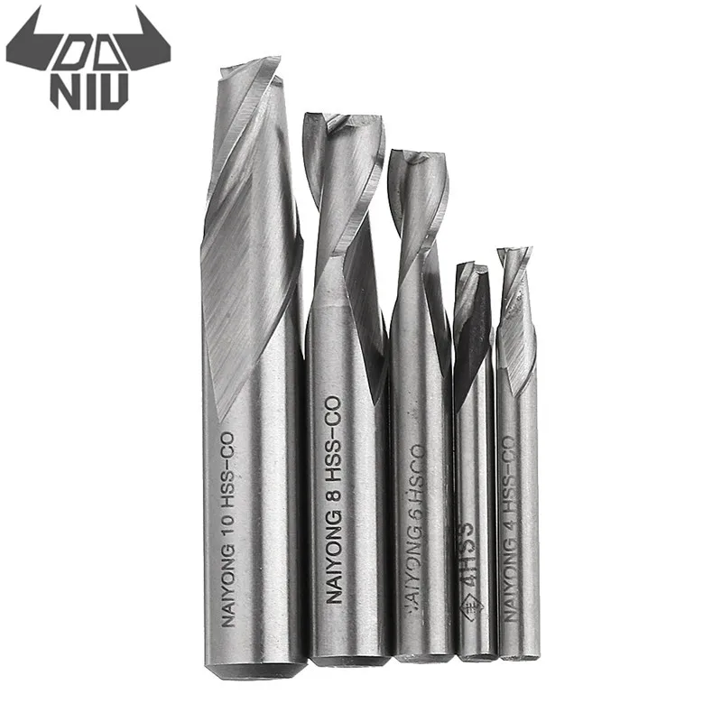 

DANIU Straight Shank Flute Spiral End Mill Cutter Keyway Milling Cutter 3/4/5/6/7/8/9/10mm CNC Durable Router Bits