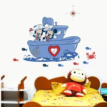 Cartoon Disney Mickey Minnie Mouse On The Boat Wall Stickers For Kids Rooms Home Decor Wall Art Decals PVC Mural DIY Poster Cartoon Disney Mickey Minnie Mouse On The Boat Wall Stickers For Kids Rooms Home Decor Wall Art Decals PVC Mural DIY Poster