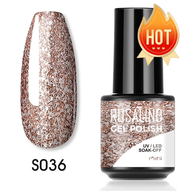 ROSALIND 7ml Gel Polish Semi Permanent Nails Gel Polish Soak Off UV LED Base Top Coat Vernis Nail Art Glitter Gel Varnish SLS-S036