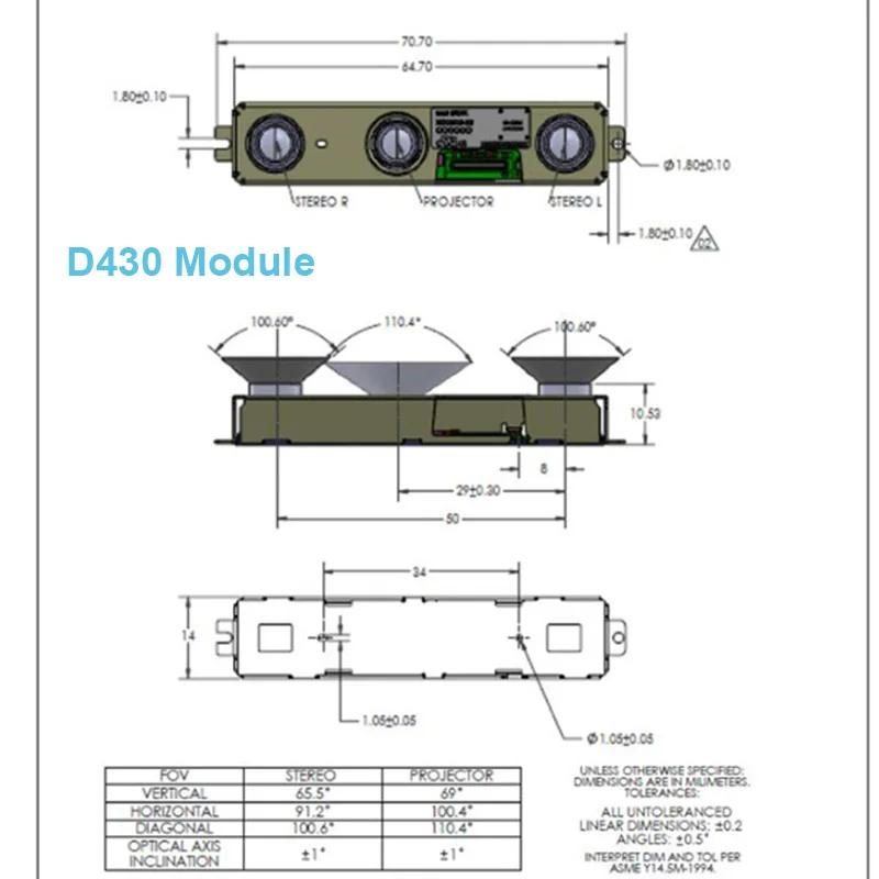 Intel realsense D415 D430 модуль комплект 3D камера модуль глубины с USB Intel realsense D415 D430 модуль AI робот развития