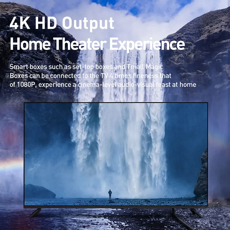 Baseus 4K HD HDMI 2,0 кабель аудио 0,5 м 1 м 2 м 3 м 5 м hdmi штекер адаптер удлинитель короткий для macbook Универсальный PS