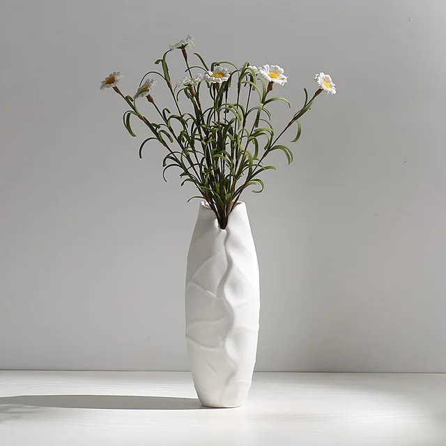 Керамическая сушеная Цветочная ваза маленький свежий цветок вставляется современные белые настольные вазы гостиная предмет интерьера, украшение вазы - Color: as picture21x4.6cm