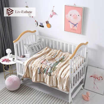 

Liv-Esthete Cartoon Zoo Baby Blanket Kids Flannel Active Printing Stroller Covers Kids newborn Bedding Swaddle Decke