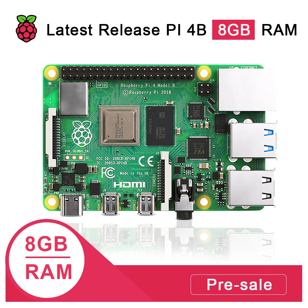 Pre-sale Latest Raspberry Pi 4 Model B 8GB RAM Raspberry Pi 4 1.2 version BCM2711 Quad core Cortex-A72 ARM v8 1.5GHz