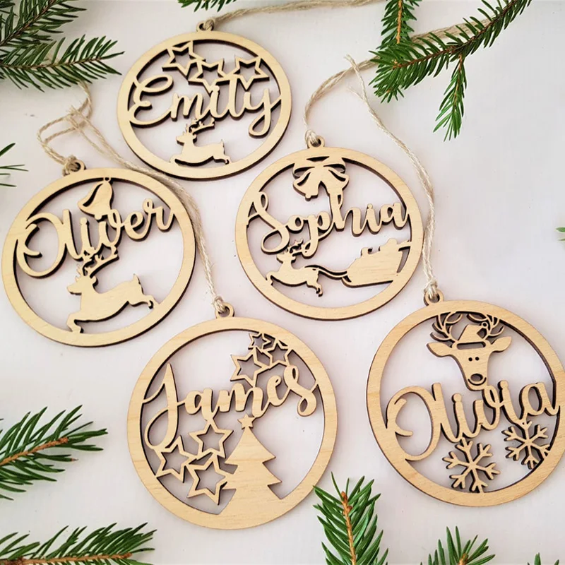 Personalized Wooden Christmas decorations Christmas baubles Eco-Friendly tree decorations Snowflake ornaments