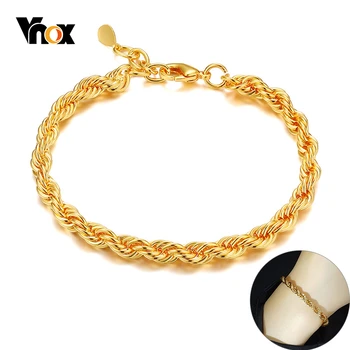 

Vnox 5mm Twisted Rope Singapore Chain Bracelet for Women Gold Tone Metal Elegant Chic Lady Wrist Jewelry Adjustable Length