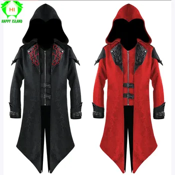 

Assassin's Creed Cosplay Adult Man Woman Streetwear Hooded PU Jackets Costume Edward sleeve steampunk killer Halloween coat
