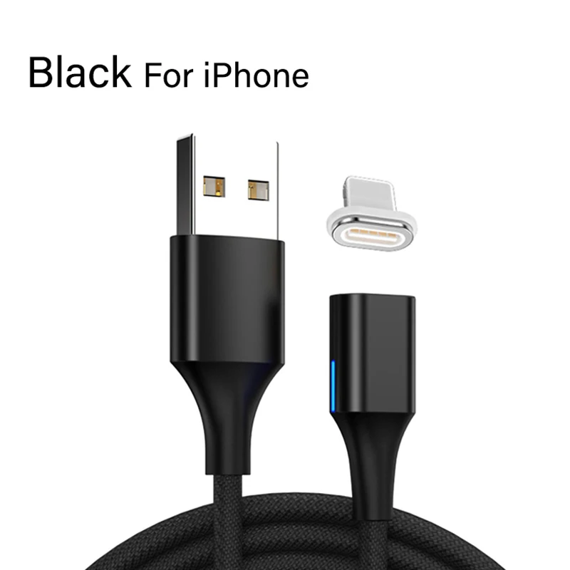 Магнитный кабель 3 А для быстрой зарядки для iPhone samsung Xiaomi Quick Charge 3,0 Micro usb type C Магнитный шнур для зарядки и передачи данных - Цвет: Black For iphone