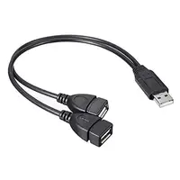 Cables de datos USB 2,0 macho, doble USB hembra, 30cm, alta velocidad, portátil, de alta calidad, práctico Cable divisor de potencia de carga USB