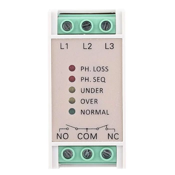 

480VAC Phase Sequence Protector, Overvoltage and Undervoltage Protector Monitoring Sequence Protection Relay with LED Lights