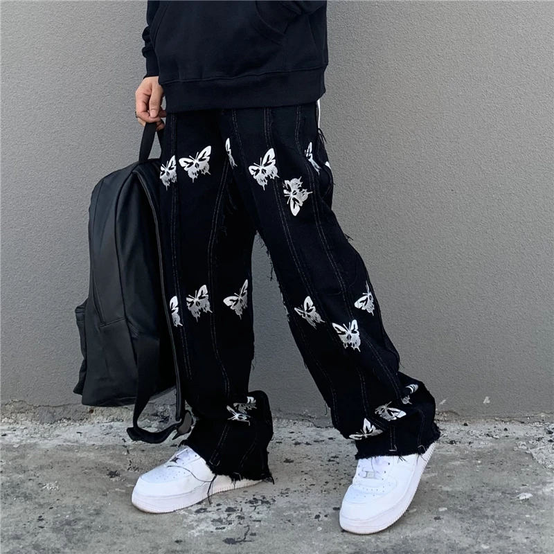 UNCLEDONJM farfalla Jeans uomo BF Harajuku marchio di moda Hip-hop Jeans  denim neri biker jeans designer pantaloni T2-B165 - AliExpress Men's  Clothing