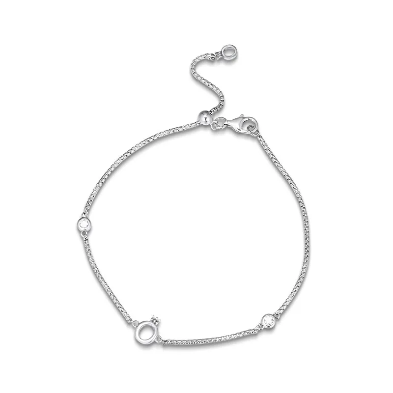

Sparkling Crown O Chain Bracelets for Women Clear CZ Crystal 925 Sterling Silver Jewelry Original Women Bracelets 2019 New Sales