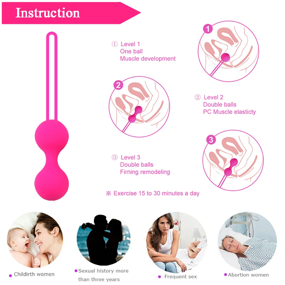 Silicone Vaginal Muscle Geisha Balls Ben Wa Chinese Balls Floor Pelvic Kegel Trainer Exerciser Ball Simulator for Women Sex Toys