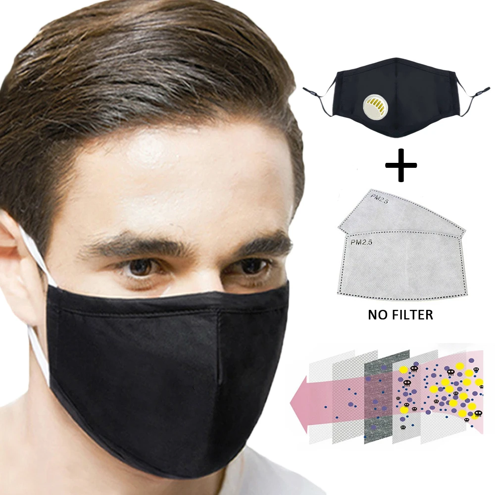 

50PCS PM2.5 Filter Paper Black mouth Mask mask Activated carbon filter Windproof bacteria proof Flu Face masks Health Care