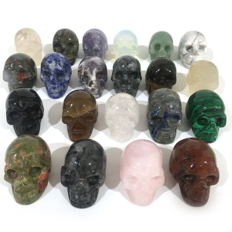 1.5Inch Handmade Natural Stone Skull Figurine Crystal Carved Statue Realistic Feng Shui Healing Home Ornament Art Collec JYX | Дом и сад
