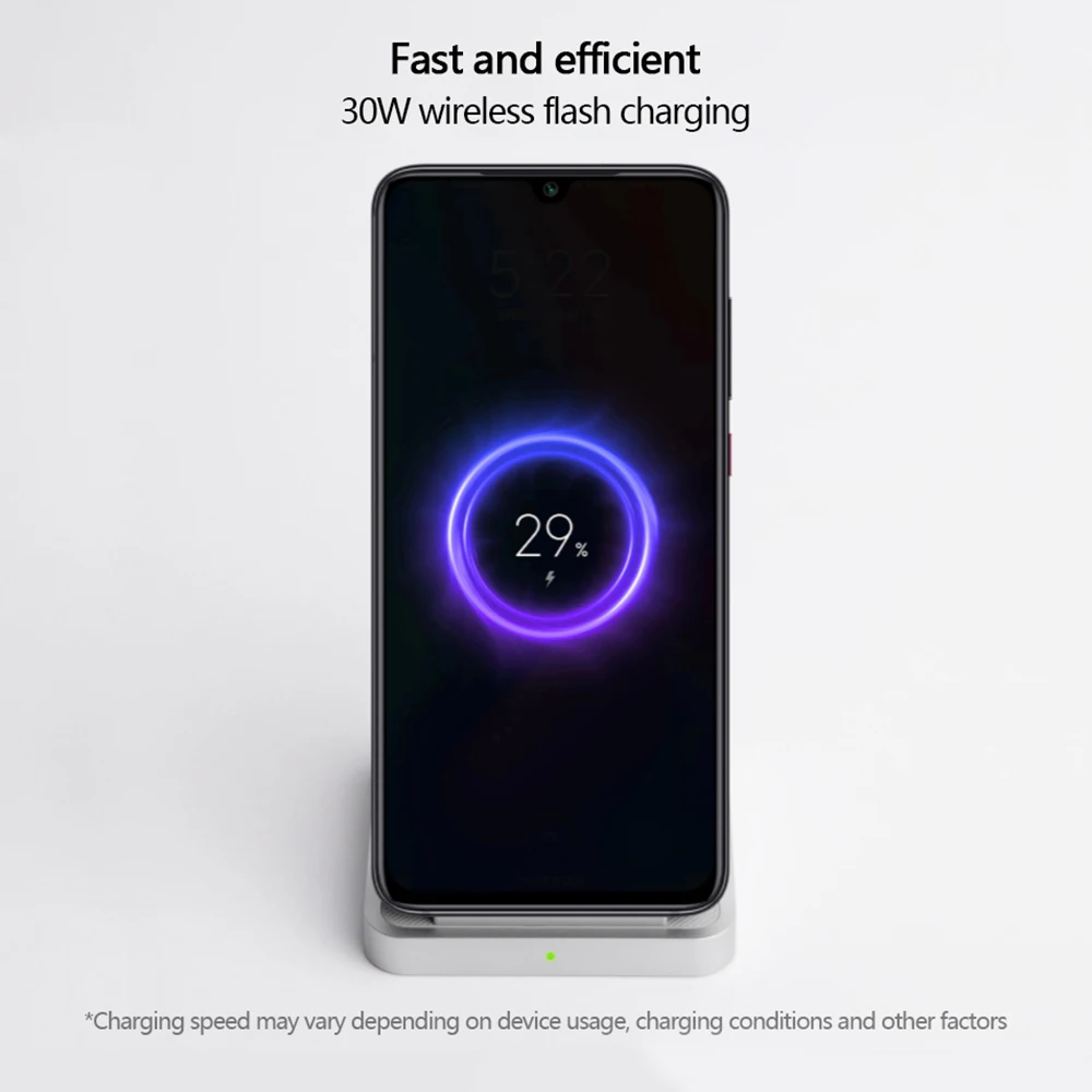 Оригинальное вертикальное Беспроводное зарядное устройство Xiaomi с воздушным охлаждением 30 Вт Max с зарядкой от вспышки для быстрой беспроводной зарядки мобильного телефона Xiaomi